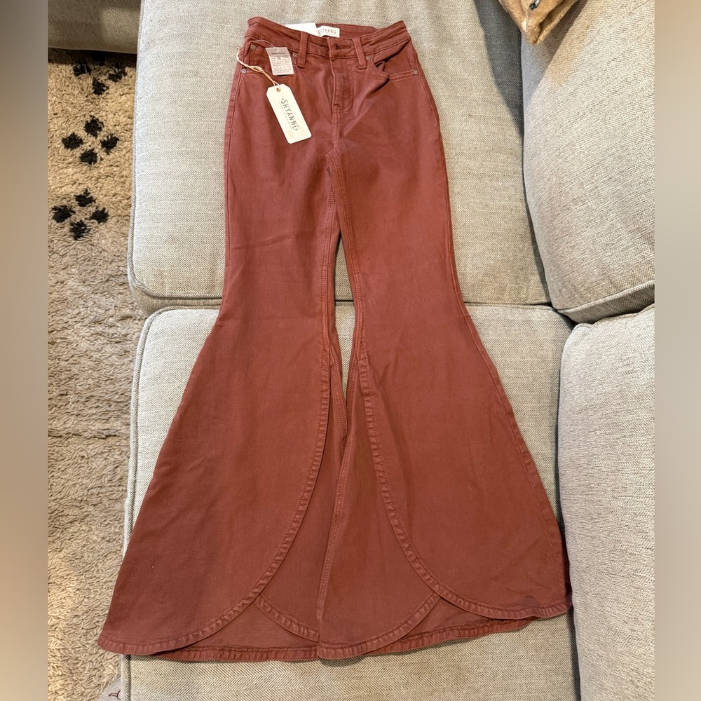 Shyanne Rust Red Flare Boot Cut Jumpsuit Pants